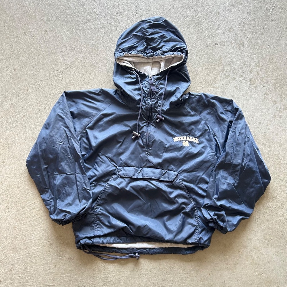 Vintage 90s Steve & Barrys Notre Dame Jacket Size XS Navy Blue Nylon Pullover